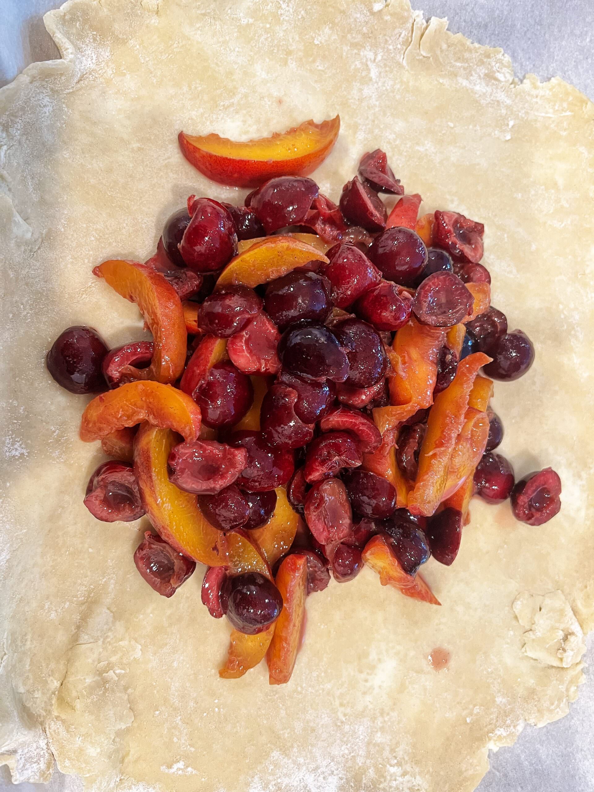 dough with cherry peach filling